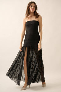 Strapless Drop-Waist Maxi Dress