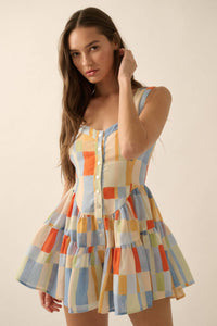 Multicolor Ruffled Romper Dress