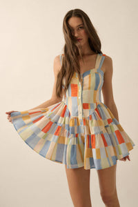 Multicolor Ruffled Romper Dress