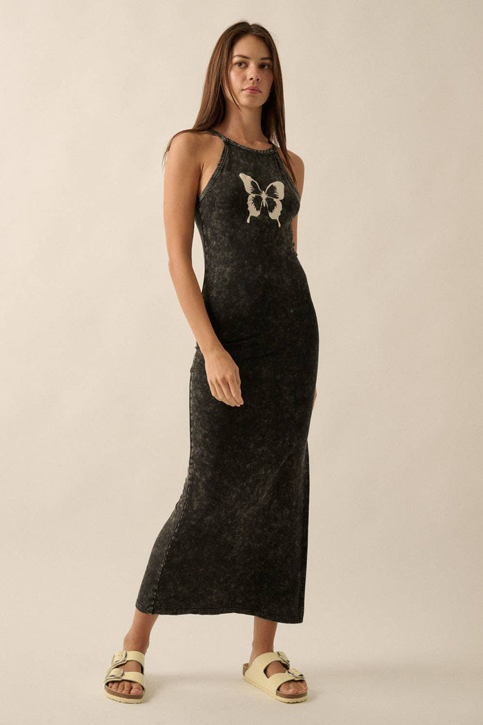 Vintage Wash Butterfly Maxi Dress