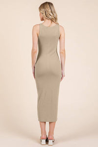 V NECK NON FUCTIONAL BUTTON MIDI DRESS: BLACK / SOFT WHITE