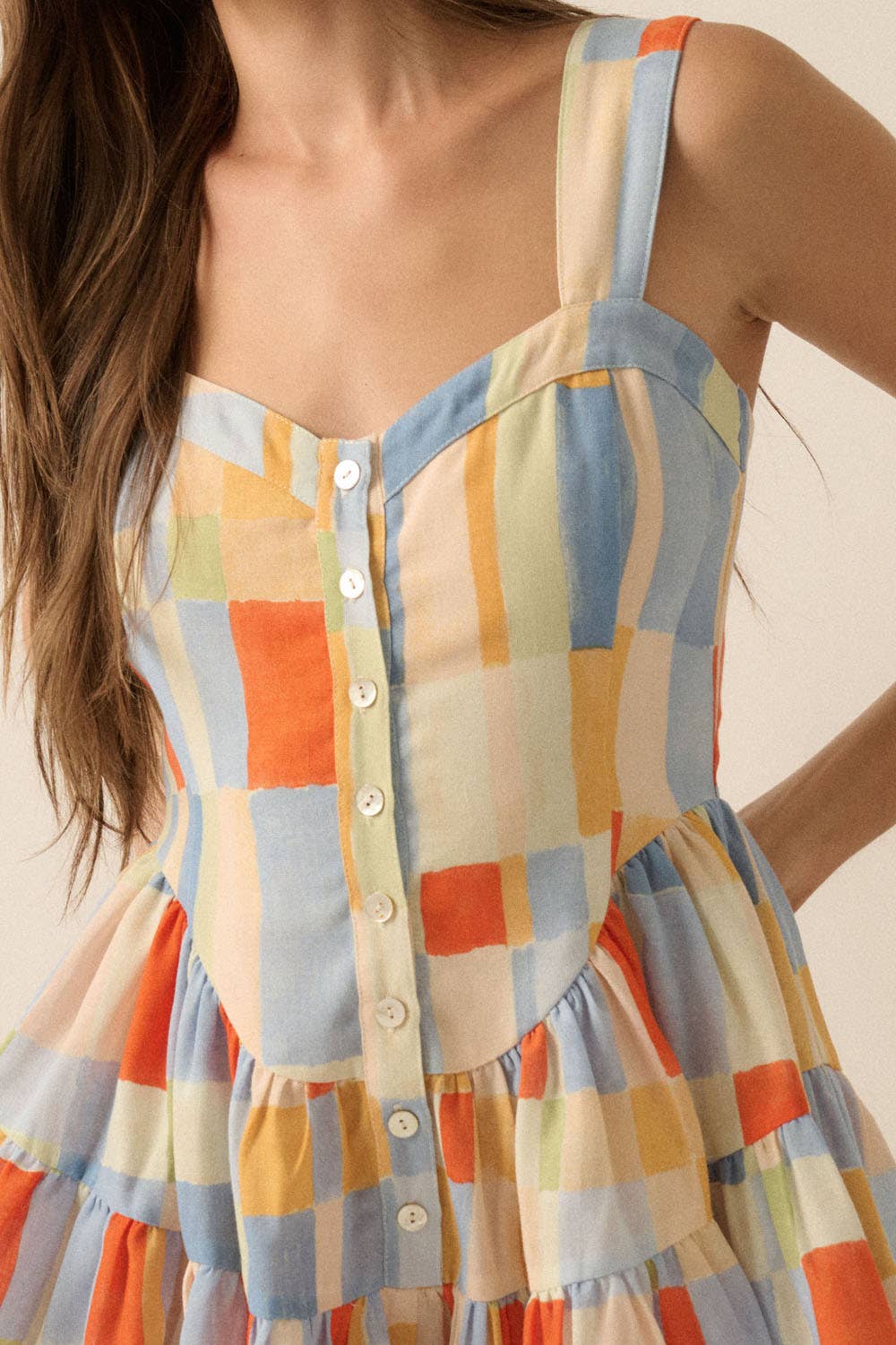 Multicolor Ruffled Romper Dress