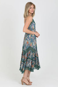 LACE INSERTS MAXI DRESS EMERALD