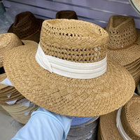 ACCITY - LAFITE GRASS EDGE STRAW FEDORA HATS_CWAH1167: KHAKI3 / (OS) 1