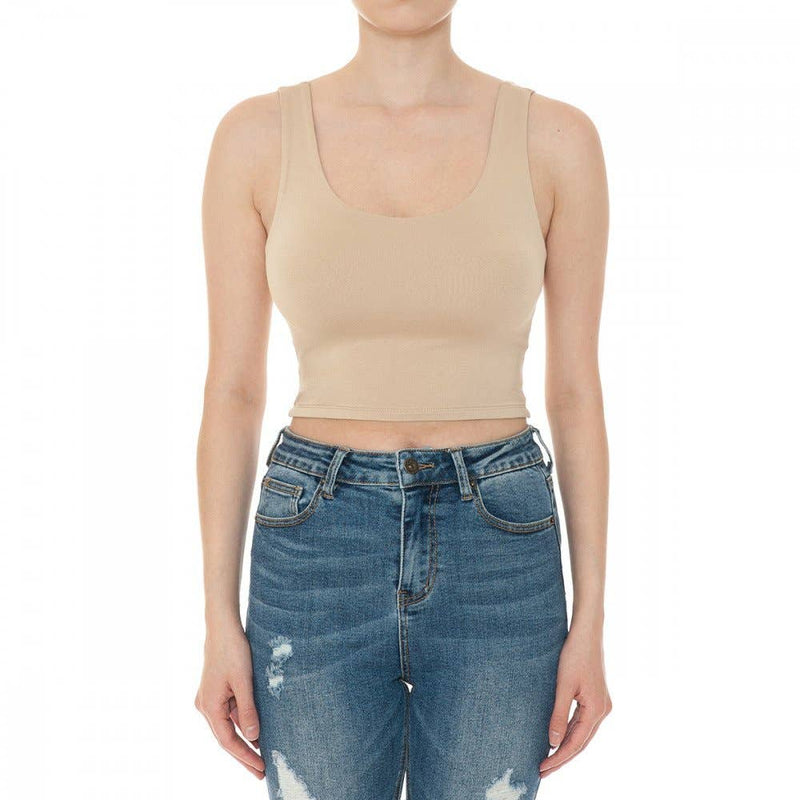 DOUBLE LAYER CROP TANK TOP: DESERT