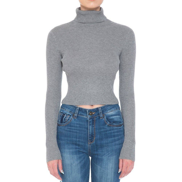 Turtle Neck Sweater: Heather Grey
