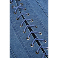 Slim Fit Lace up Solid Color Denim Tube Top