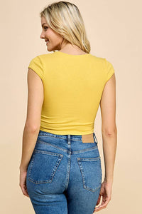 SURPLICE RUCHED DETAIL TOP: EASY OLIVE