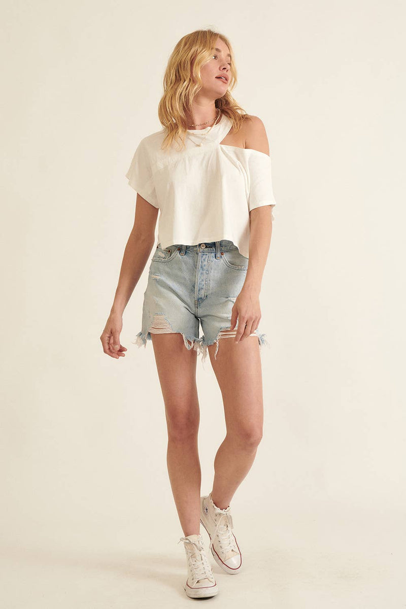 Asymmetric Cropped Shirt