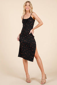RUCHED TIE FRONT MIDI DRES