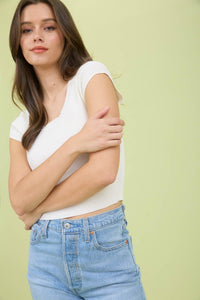 BACK TIE KNIT TOP: CREAM