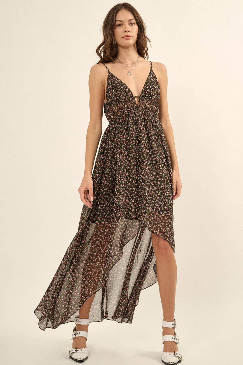 Floral Chiffon Midi Dress