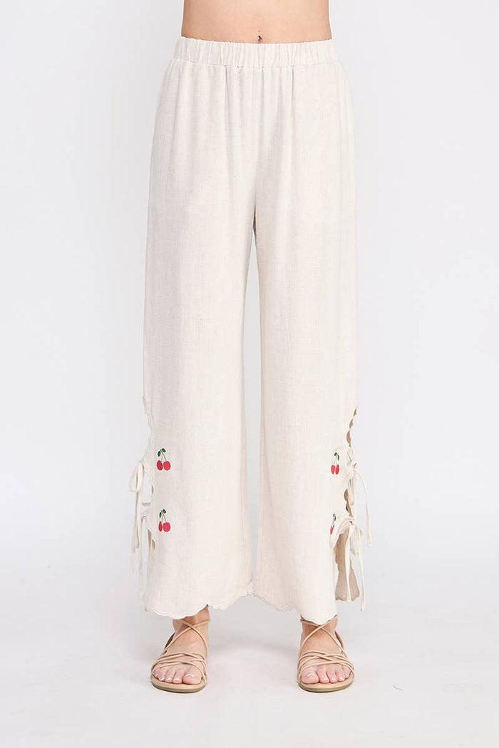 Soft Linen Embroidered Pants
