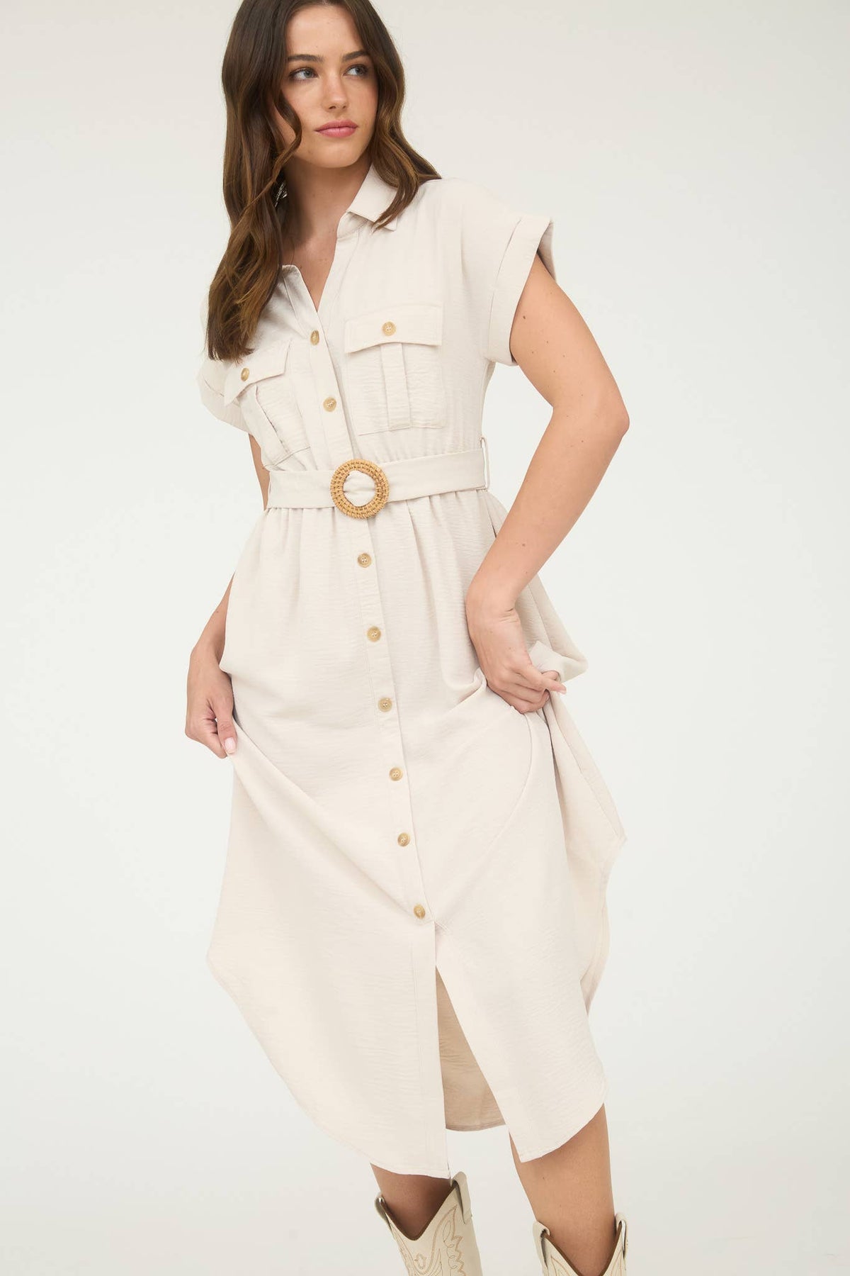 BELTED MIDI DRESS