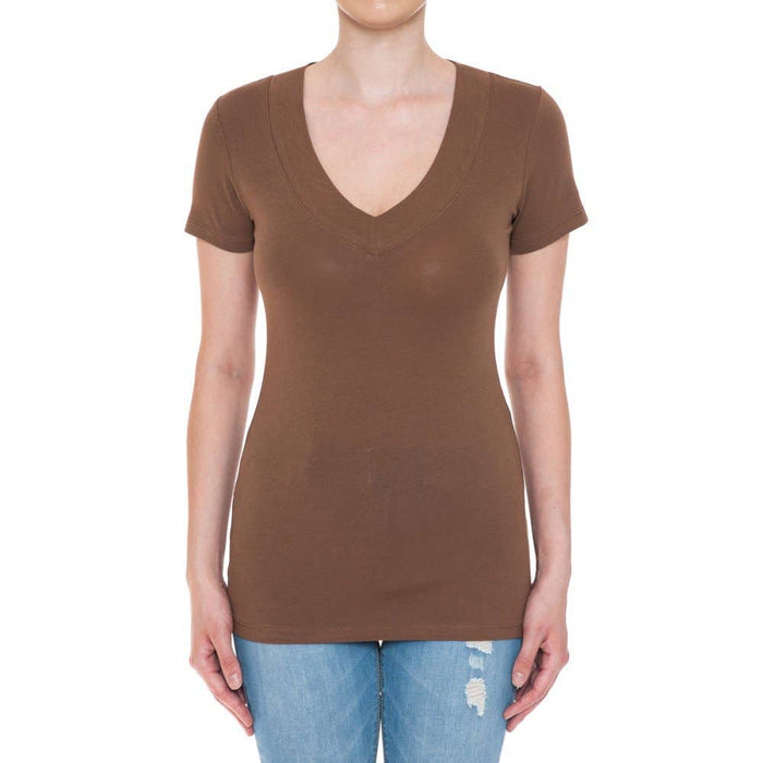 SHORT SLEEVE TOP: CHESTNUT