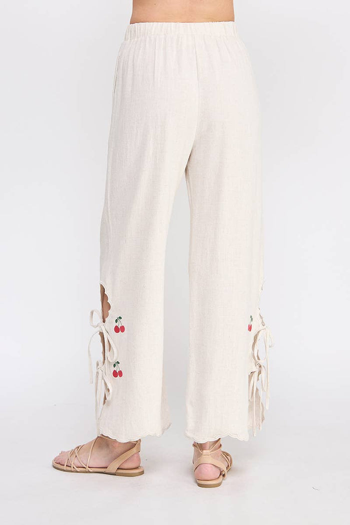 Soft Linen Embroidered Pants