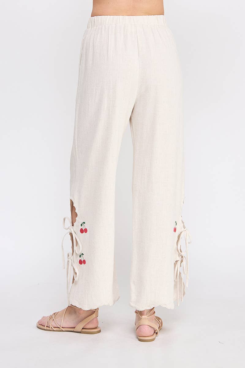 Soft Linen Embroidered Pants