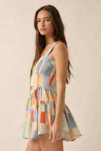 Multicolor Ruffled Romper Dress