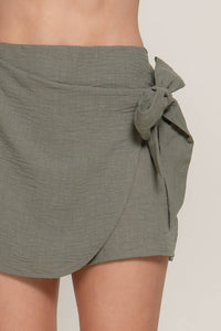 Side Ribbon Tie Skort