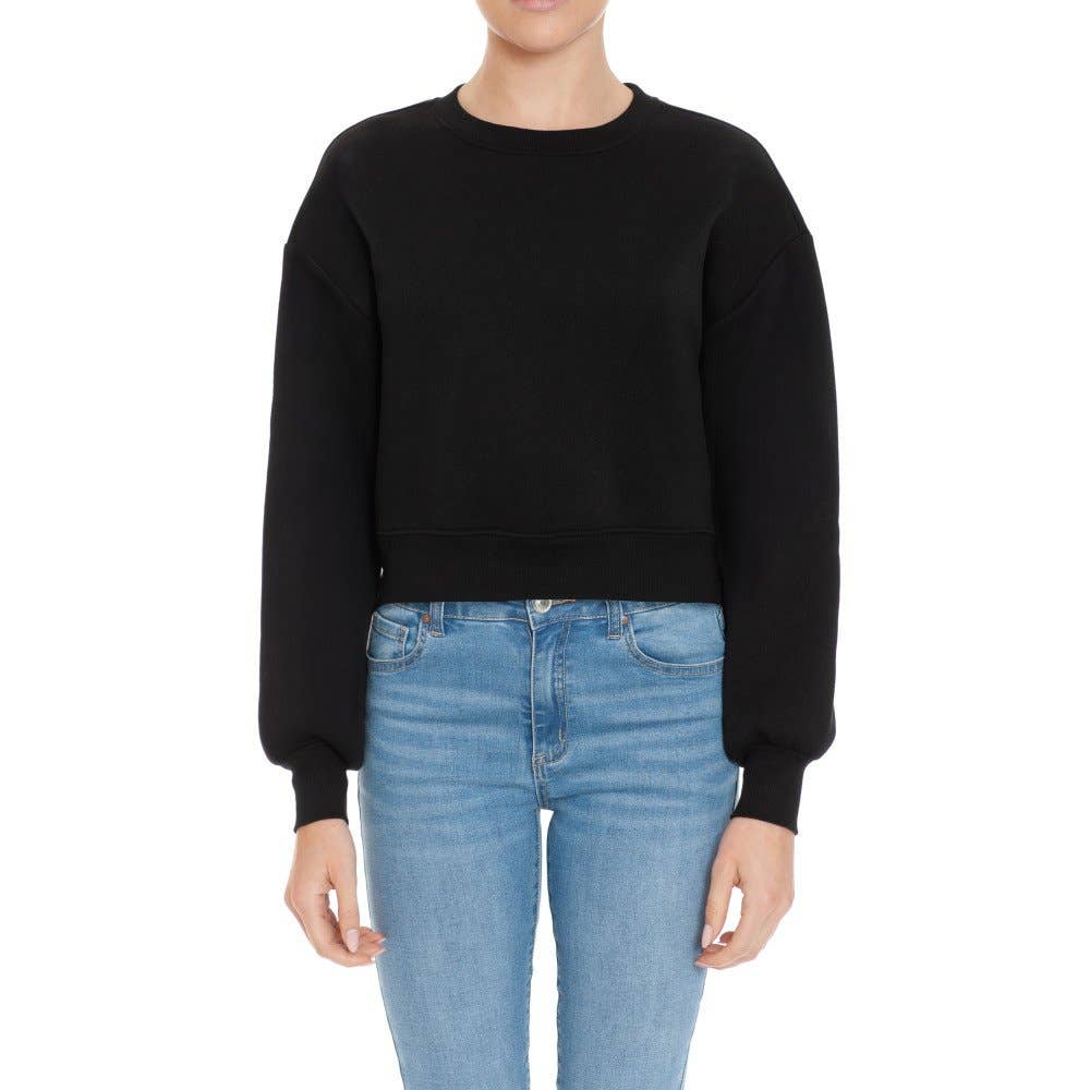 CROPPED PULLOVER: BLACK