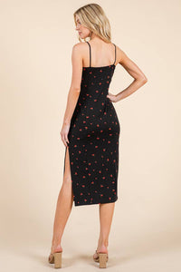 RUCHED TIE FRONT MIDI DRES