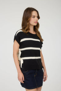 SIDE TIE SWEATER: BLACK