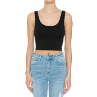 DOUBLE LAYER CROP TANK TOP: BLACK