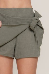 Side Ribbon Tie Skort