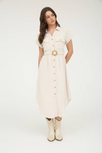 BELTED MIDI DRESS