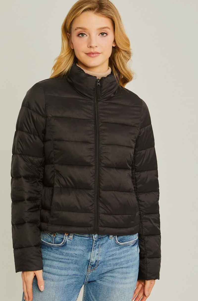 Solid Long Sleeve Puffer Jackets