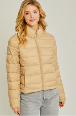 Solid Long Sleeve Puffer Jackets