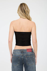 STRAPLESS CROCHET TOP: BLACK