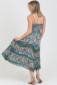 LACE INSERTS MAXI DRESS EMERALD