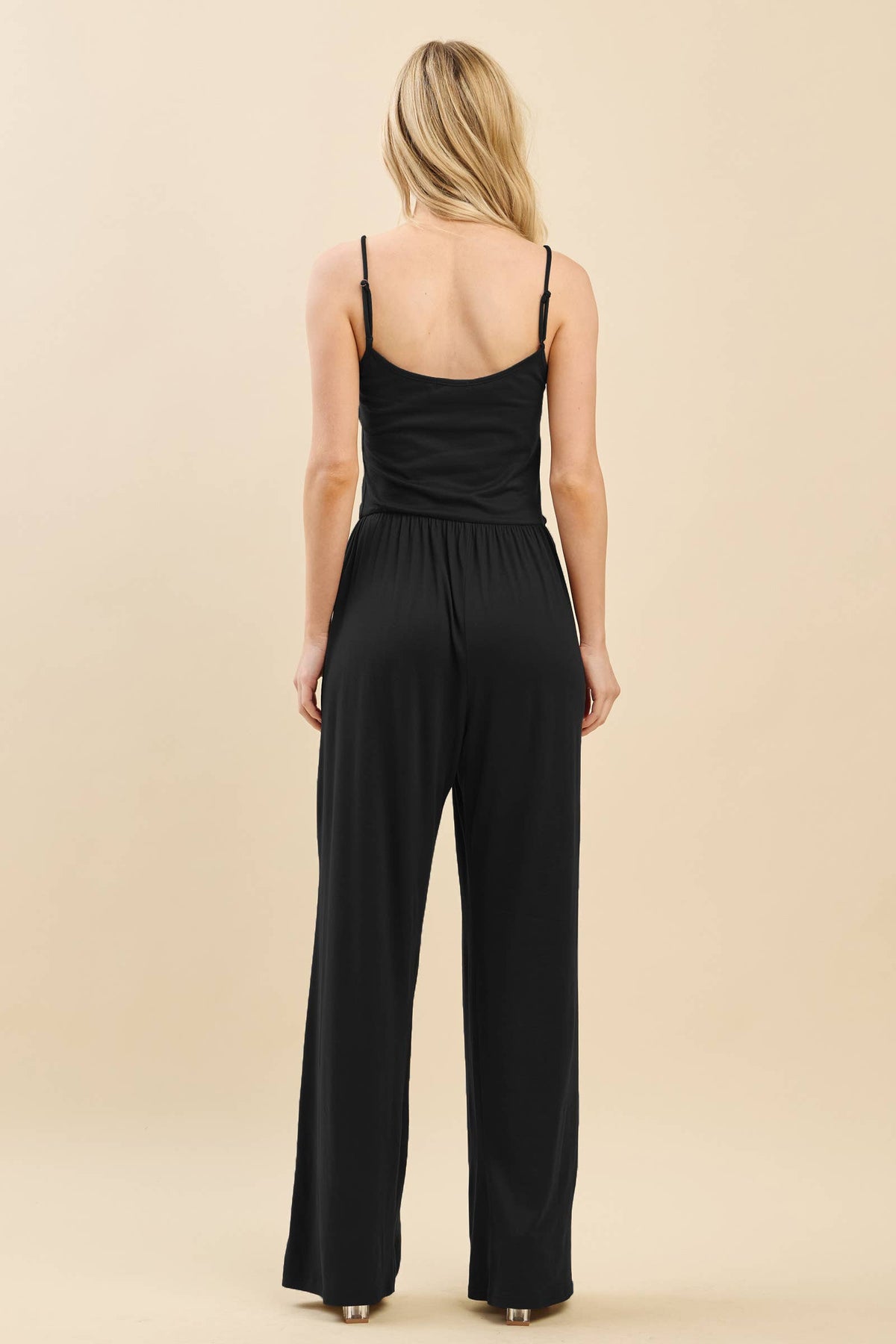 DOUBLE LAYERED PULL UP TANK JUMPSUIT: BLACK