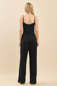 DOUBLE LAYERED PULL UP TANK JUMPSUIT: BLACK