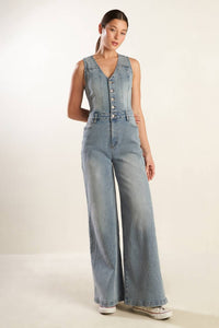 Light Washed Denim Jumpsuit