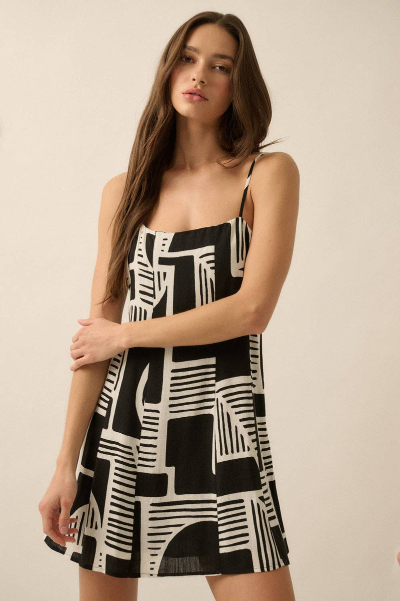 Abstract-Print Mini Dress