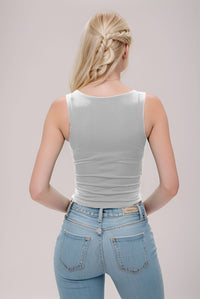 CREW NECK DOUBLE LAYERED TANK TOP: BLUE ATOLL