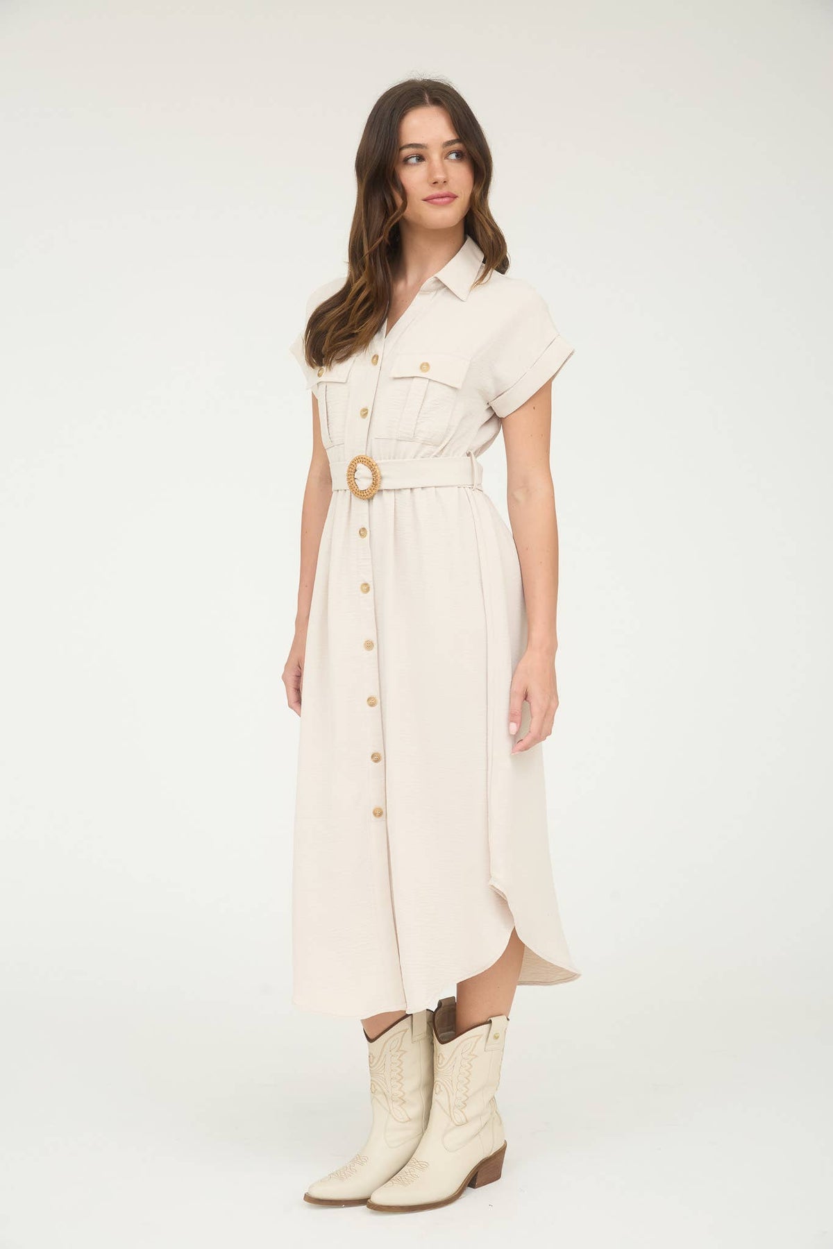 BELTED MIDI DRESS