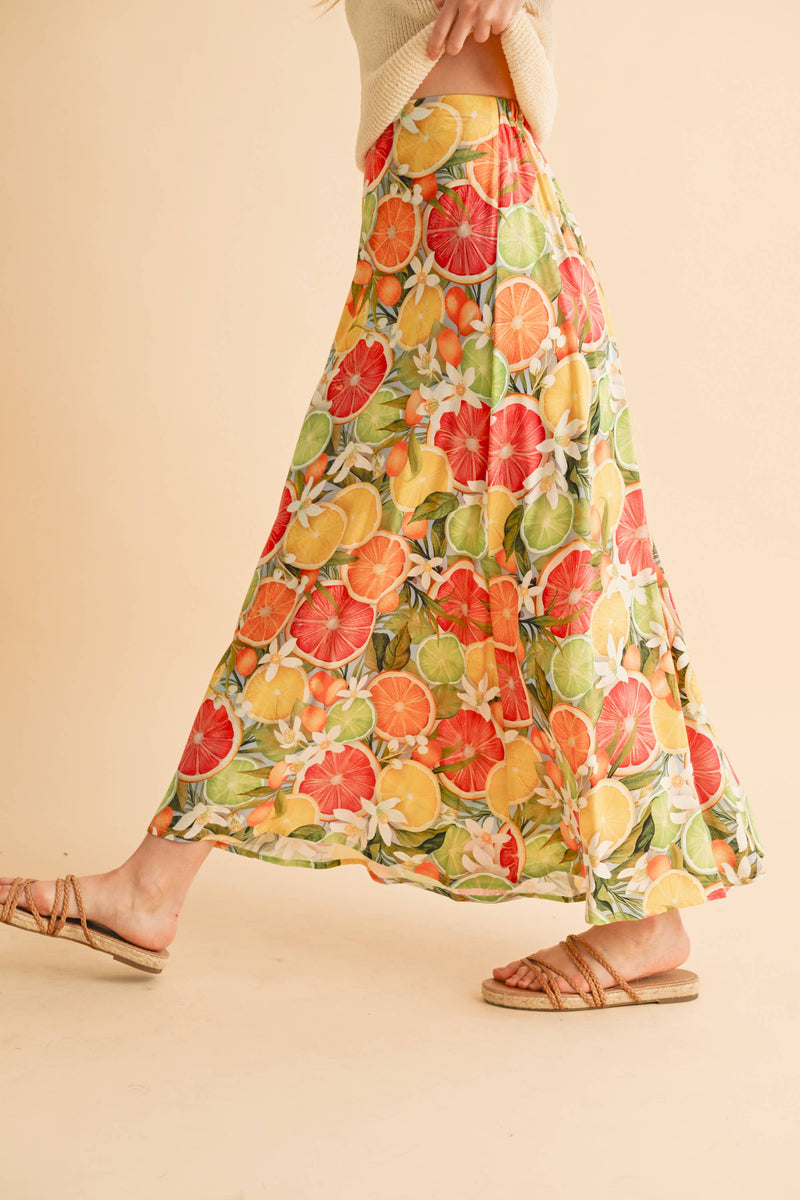 Bradyn Print Skirt-- Blue + Pink