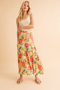 Bradyn Print Skirt-- Blue + Pink