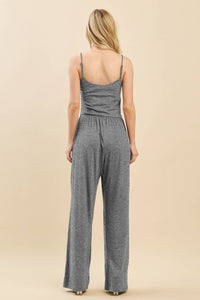 DOUBLE LAYERED PULL UP TANK JUMPSUIT: LIGHT H. CHARCOAL