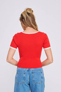 Soft Rib Fine Gauge Square Neck Bow Top