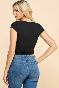 SURPLICE RUCHED DETAIL TOP: EASY OLIVE