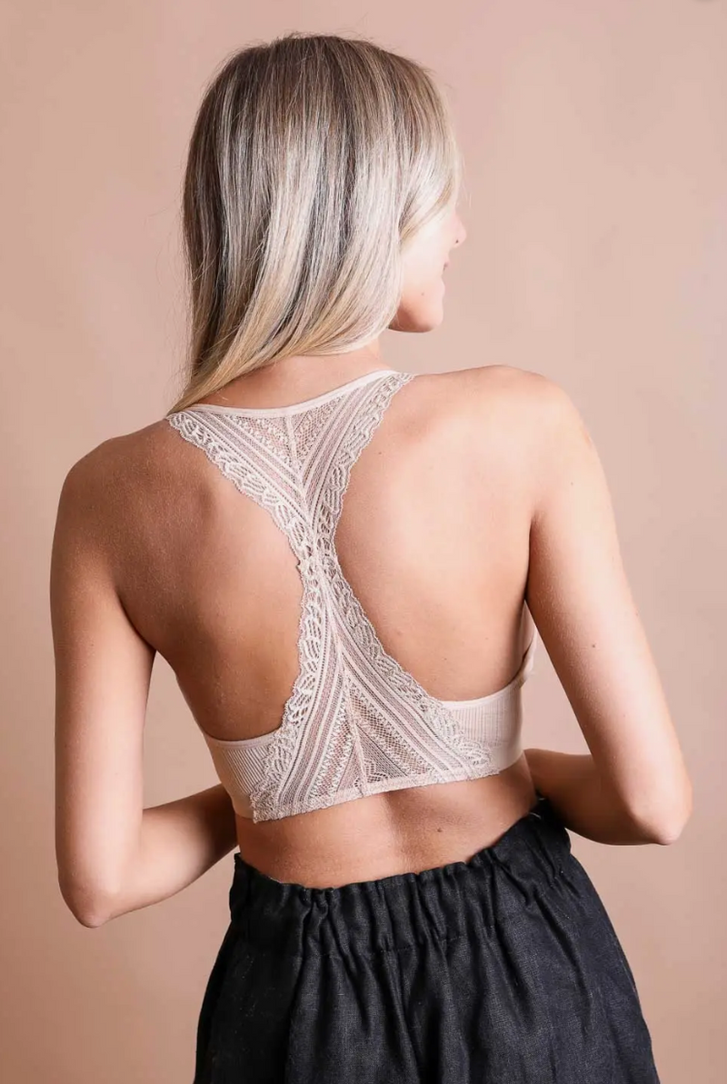 SEAMLESS FRONT LACE RACERBACK BRALETTE
