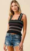 MULTI COLOR STITCH ALL OVER SMOCKING TANK TOP