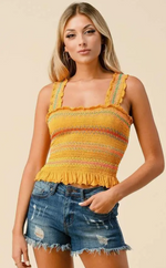 MULTI COLOR STITCH ALL OVER SMOCKING TANK TOP