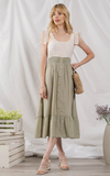 Contrast Skirt Midi Dress