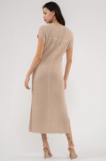 Solid Side Slit Knit Midi Dress