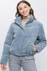 CORDUROY PUFFER JACKET WITH TOGGLE DETAIL
